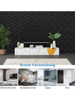 COSTWAY Wanddekoration<50 Stück 3D Wandpaneele Diamant 30x30cm in Schwarz