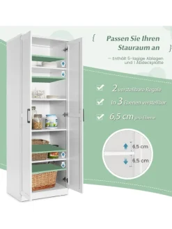 COSTWAY Regale & Schränke<5 stöckiger Hochschrank in Weiß