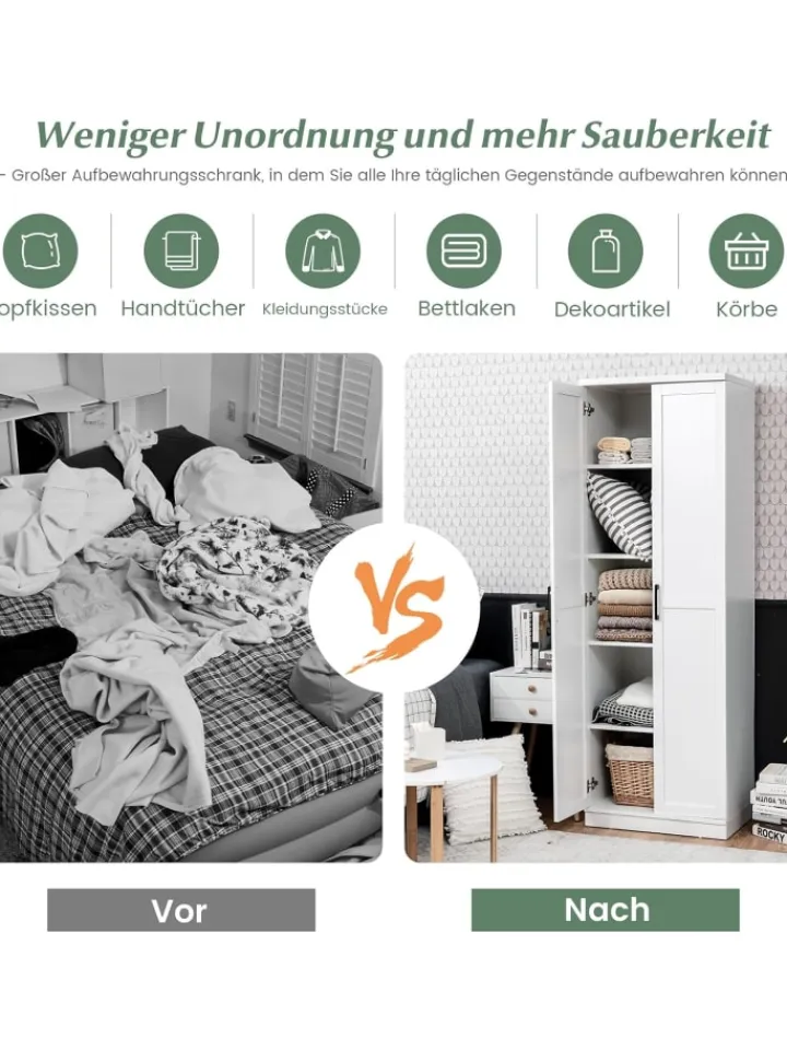 COSTWAY Regale & Schränke<5 stöckiger Hochschrank in Weiß