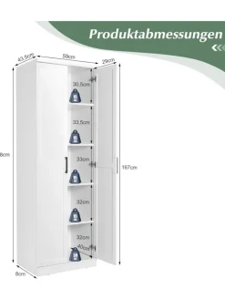 COSTWAY Regale & Schränke<5 stöckiger Hochschrank in Weiß
