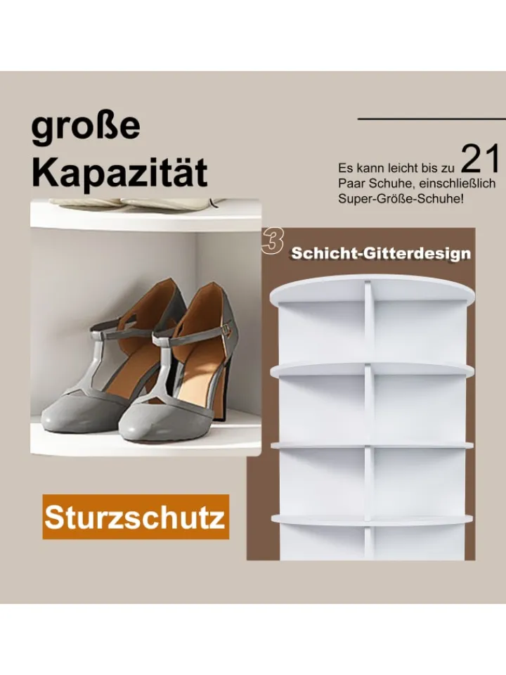ABRIHOME Garderoben<7 stufiges Schuhregal mit 360° Drehfunktion in Weiß, 60 × 60 × 161cm