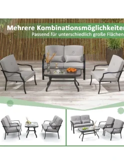 COSTWAY Gartenmöbel<4 tlg. Gartenmöbel Set in Grau