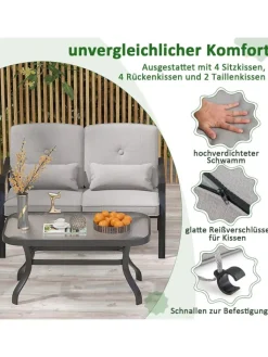 COSTWAY Gartenmöbel<4 tlg. Gartenmöbel Set in Grau