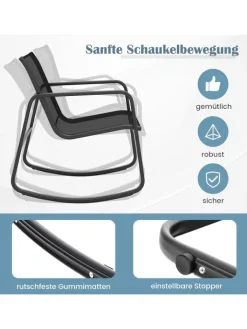 COSTWAY Gartenmöbel<4 tlg. Gartenmöbel Set mit Schaukelfunktion in Schwarz