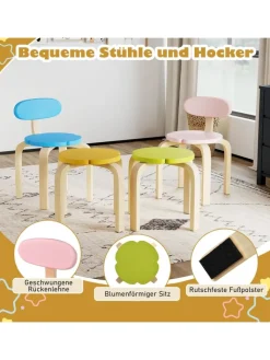 COSTWAY Möbel-Sets<5 tlg. Kindertisch-Set mit 4 Stühlen in Bunt