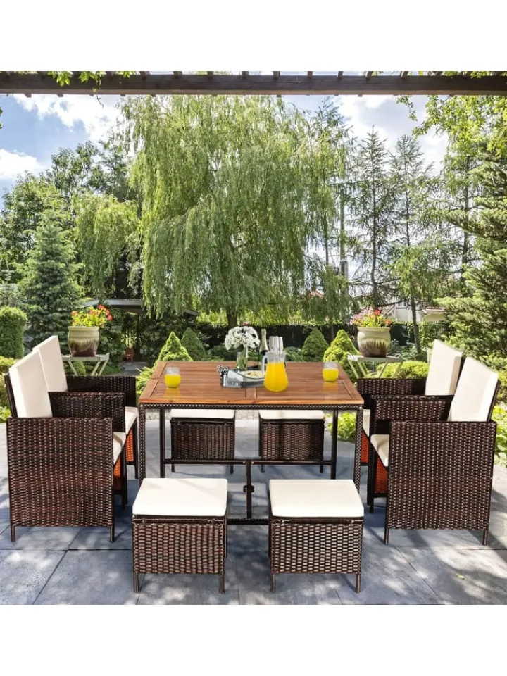 COSTWAY Gartenmöbel<9 tlg. Polyrattan Set Rattanmöbel in Beige