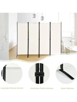 COSTWAY Paravents<4 tlg. Raumteiler 173cm in Beige