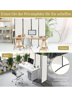 COSTWAY Paravents<4 tlg. Raumteiler 173cm in Beige