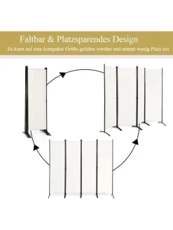 COSTWAY Paravents<4 tlg. Raumteiler 173cm in Beige