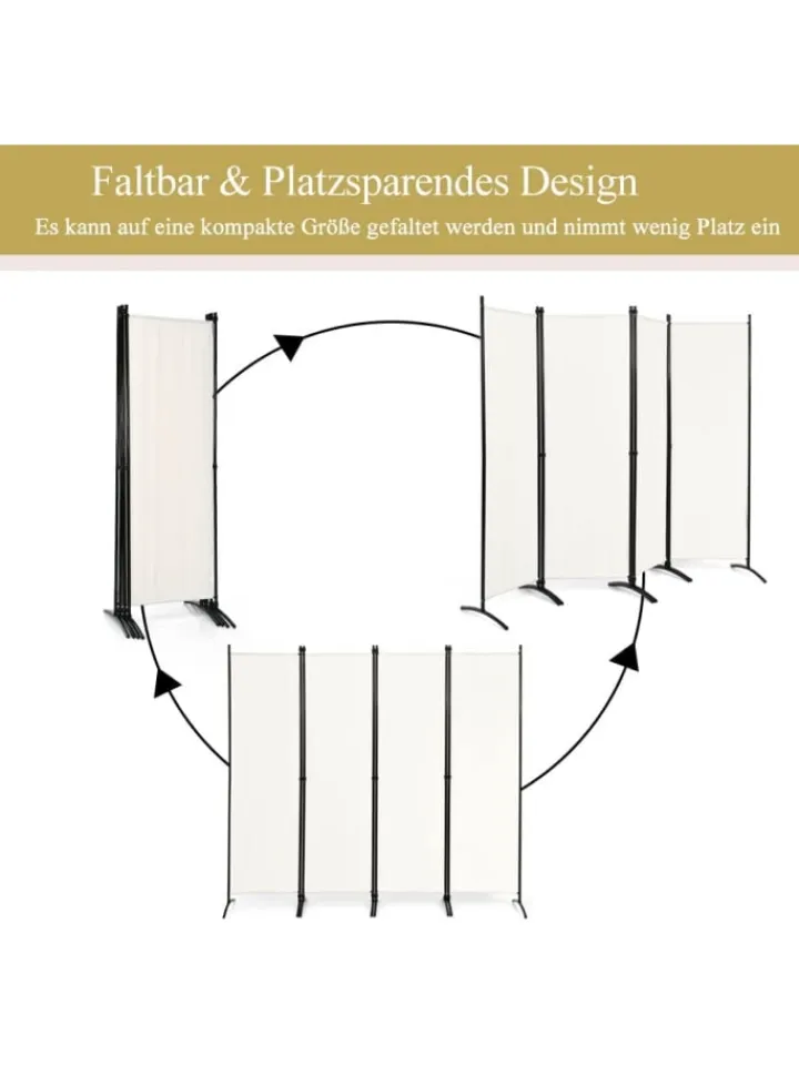 COSTWAY Paravents<4 tlg. Raumteiler 173cm in Beige