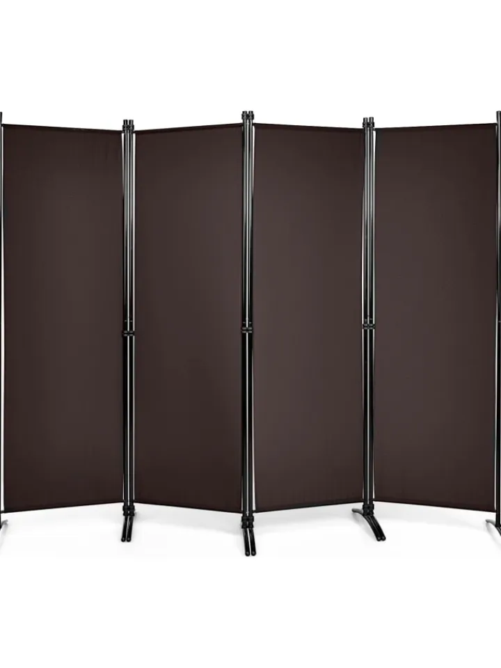 COSTWAY Paravents<4 tlg. Raumteiler 173cm in Braun