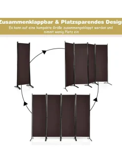 COSTWAY Paravents<4 tlg. Raumteiler 173cm in Braun