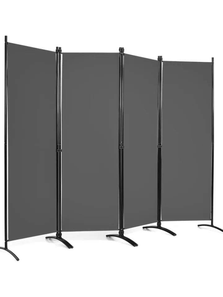 COSTWAY Paravents<4 tlg. Raumteiler 173cm in Grau