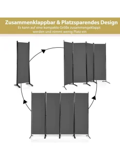 COSTWAY Paravents<4 tlg. Raumteiler 173cm in Grau