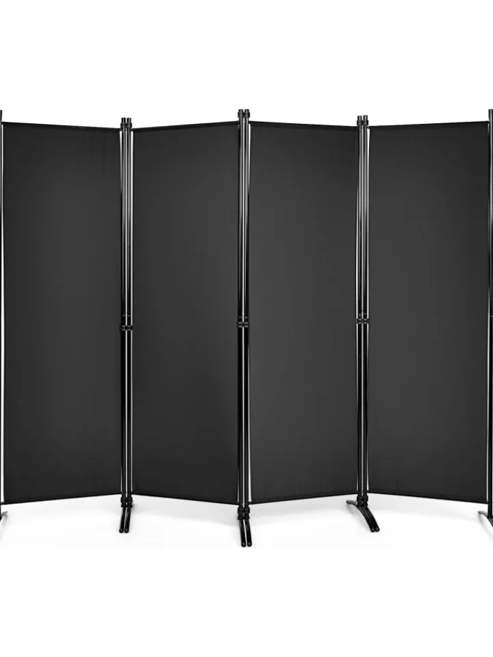 COSTWAY Paravents<4 tlg. Raumteiler 173cm in Schwarz