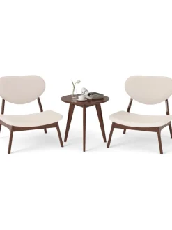 COSTWAY Möbel-Sets<3 tlg. Sessel mit Beistelltisch in Beige