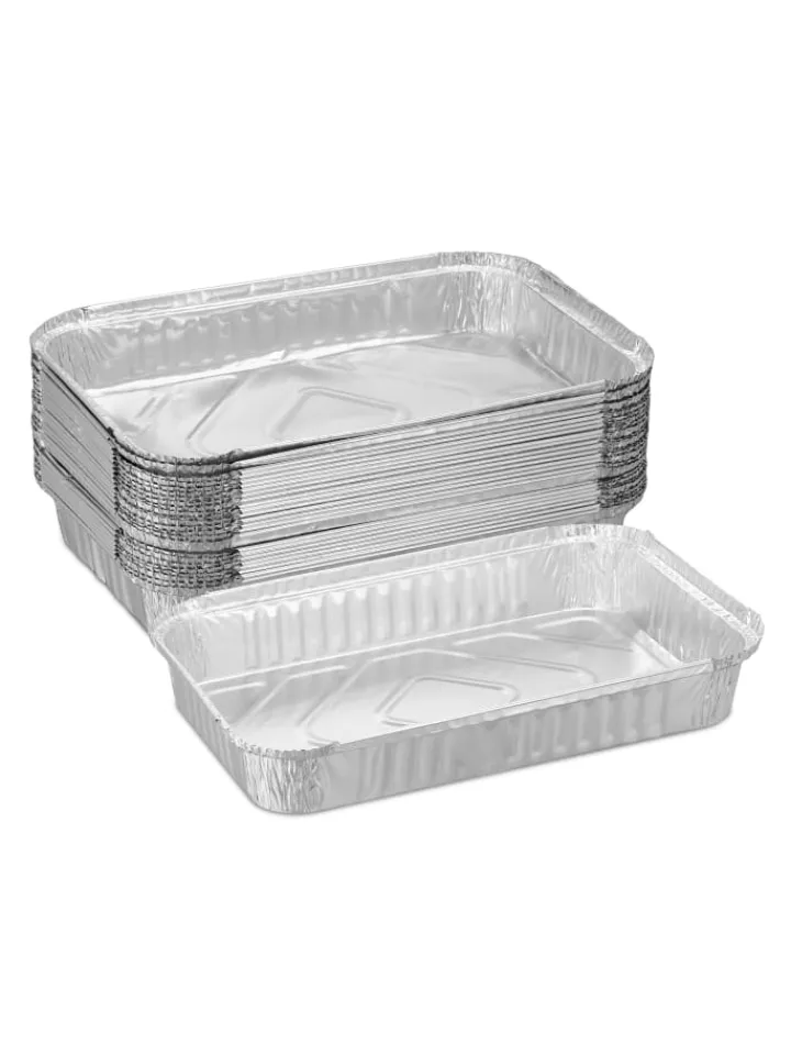 relaxdays Grillen<25 x Aluschalen in Silber - (B)31 x (H)4,5 x (T)21 cm