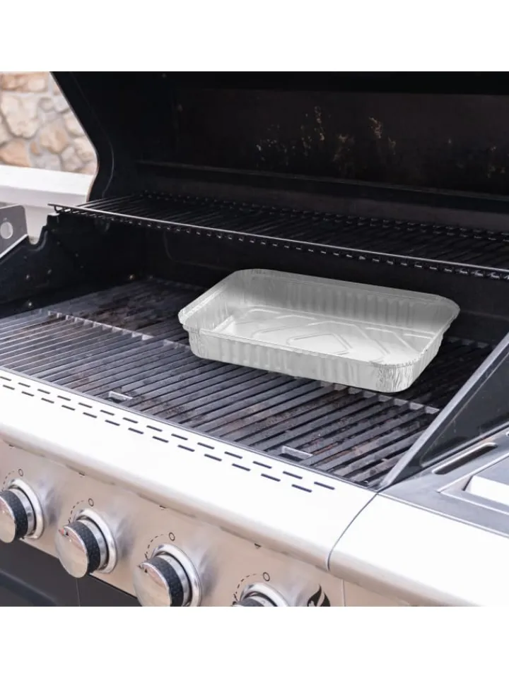 relaxdays Grillen<25 x Aluschalen in Silber - (B)31 x (H)4,5 x (T)21 cm