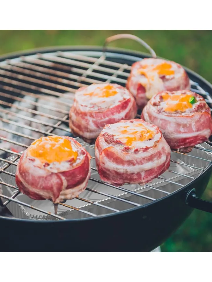 relaxdays Grillen<25 x Aluschalen in Silber - (B)31 x (H)4,5 x (T)21 cm