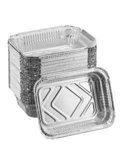 relaxdays Grillen<50 x Aluschalen in Silber - (B)18,5 x (H)4,5 x (T)13 cm