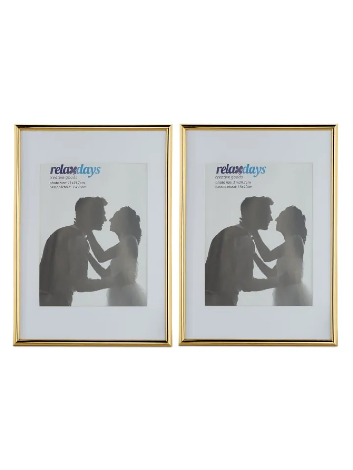 relaxdays Foto & Video<4 x Bilderrahmen "A4" in Gold