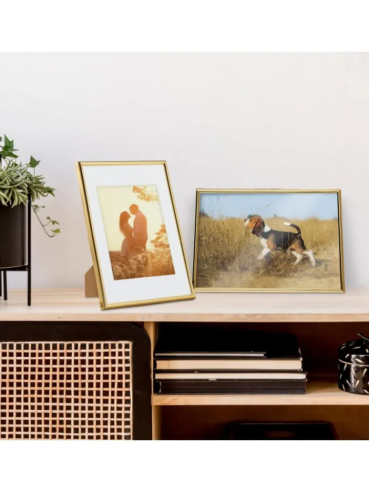 relaxdays Foto & Video<4 x Bilderrahmen "A4" in Gold