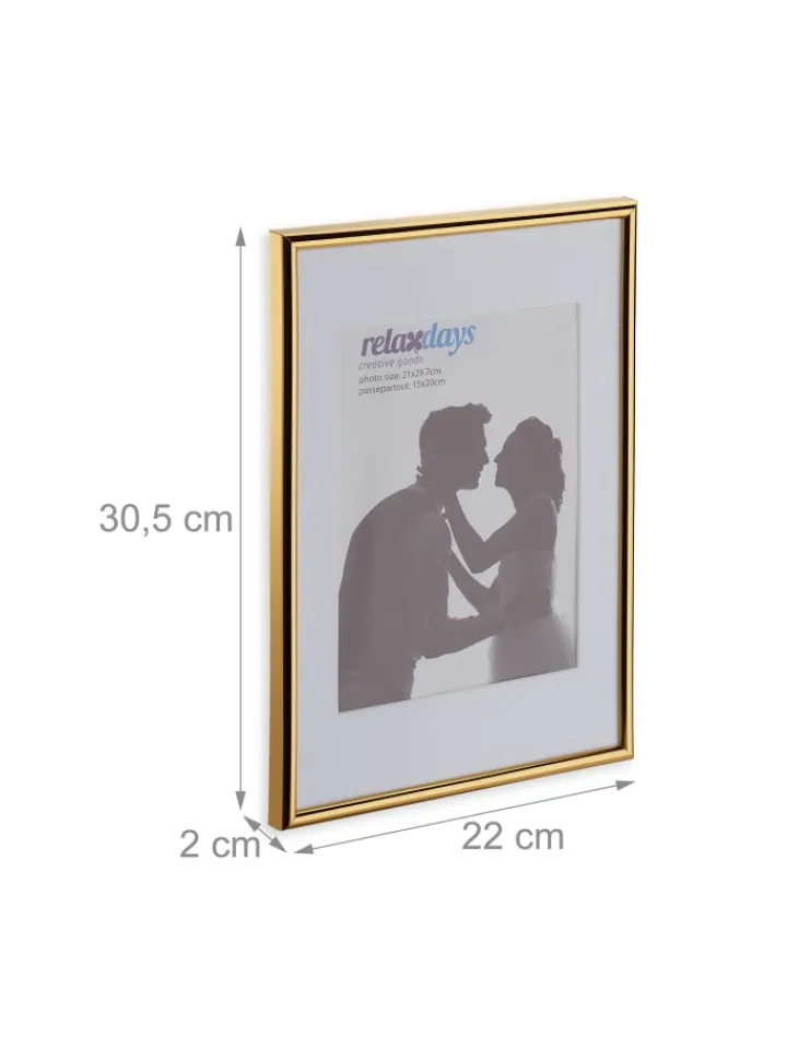 relaxdays Foto & Video<4 x Bilderrahmen "A4" in Gold