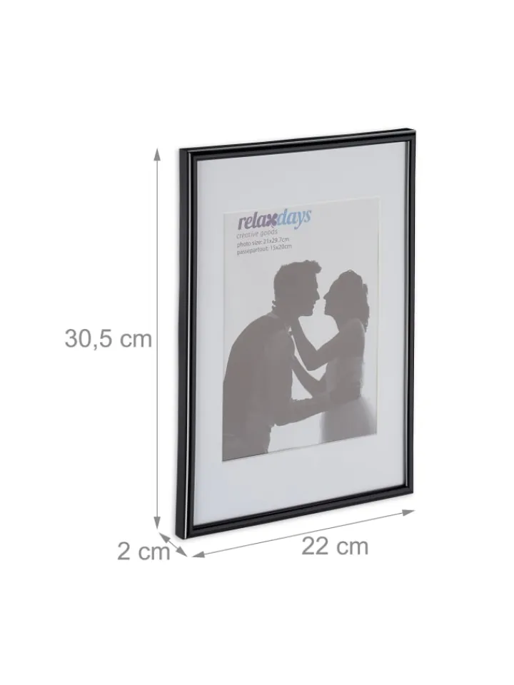 relaxdays Foto & Video<4 x Bilderrahmen "A4" in Schwarz