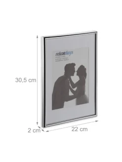 relaxdays Foto & Video<4 x Bilderrahmen "A4" in Silber