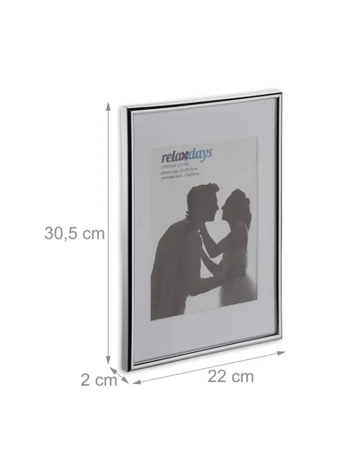 relaxdays Foto & Video<4 x Bilderrahmen "A4" in Silber