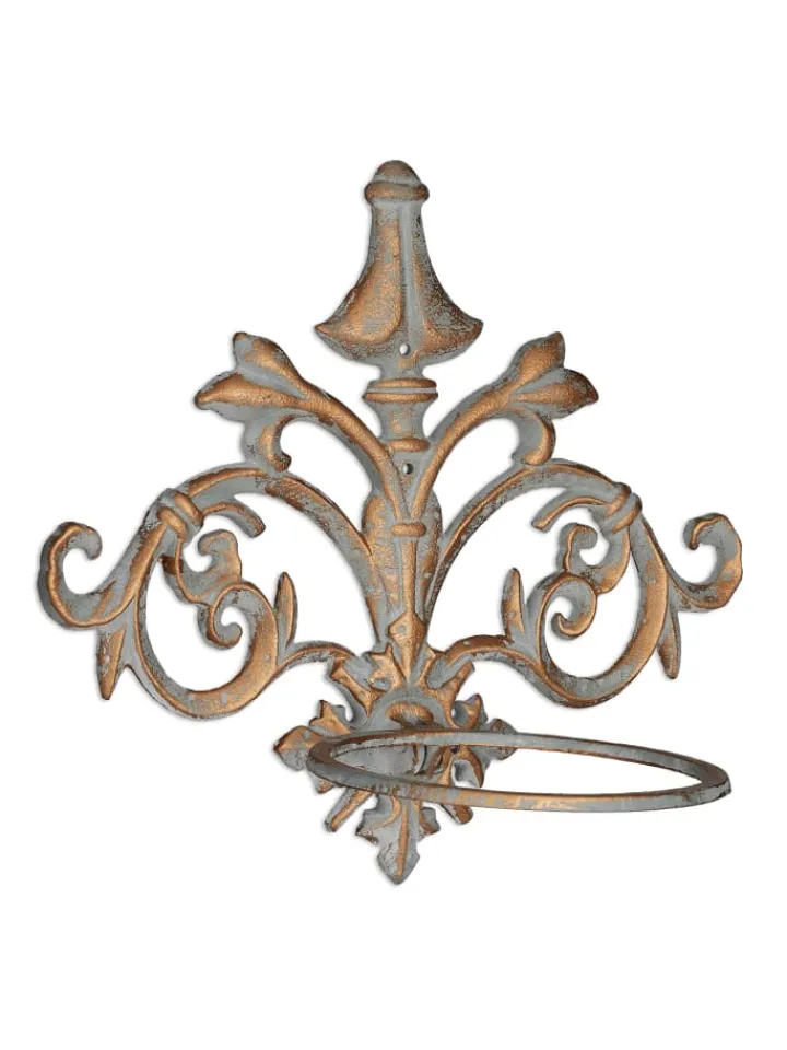 relaxdays Gartendekoration<3 x Blumenhalter in Gold-Grau - Ø 13,5 cm