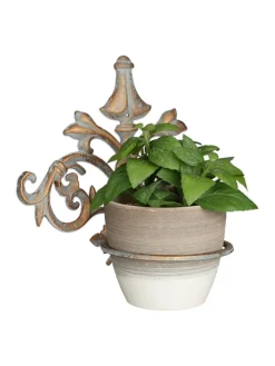 relaxdays Gartendekoration<3 x Blumenhalter in Gold-Grau - Ø 13,5 cm