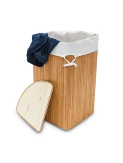 relaxdays Wäschekörbe & -Ständer<2 x Eckwäschekorb Natur - (B)49,5 x (H)65 x (T)37 cm