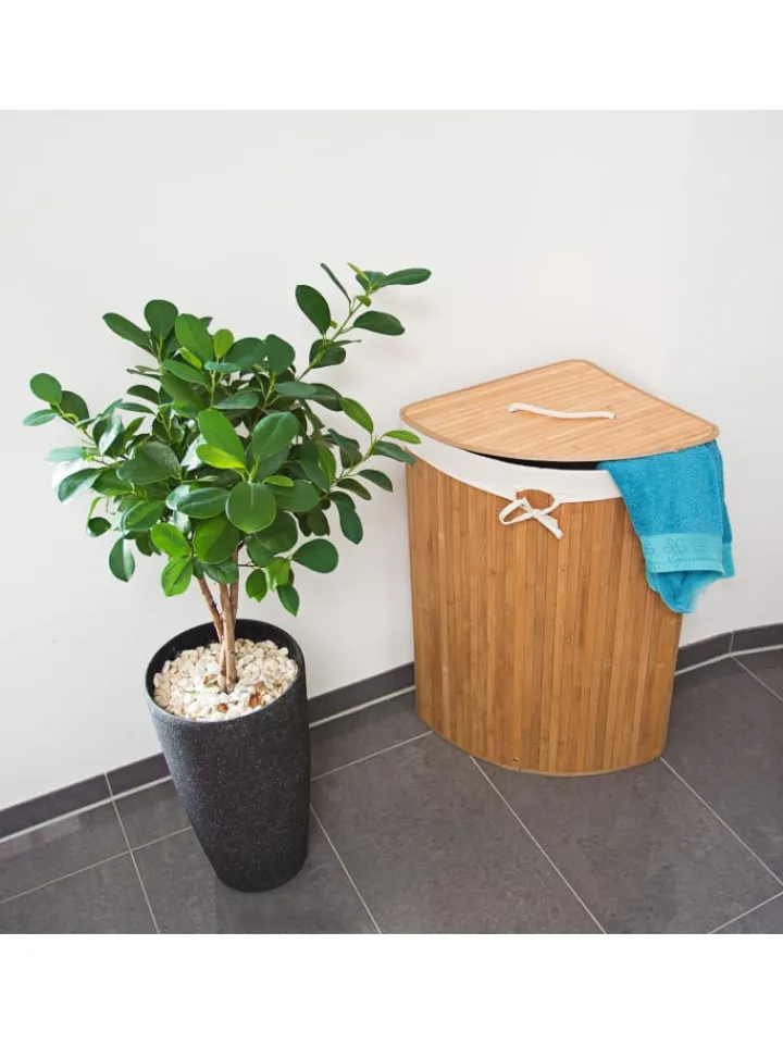 relaxdays Wäschekörbe & -Ständer<2 x Eckwäschekorb Natur - (B)49,5 x (H)65 x (T)37 cm