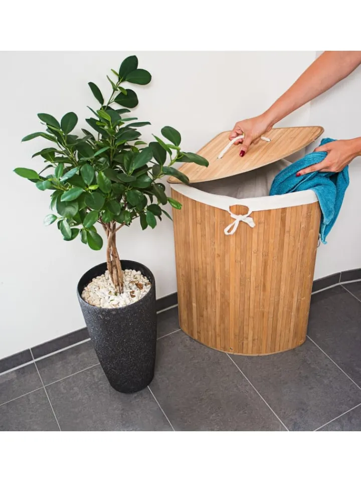 relaxdays Wäschekörbe & -Ständer<2 x Eckwäschekorb Natur - (B)49,5 x (H)65 x (T)37 cm