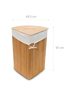 relaxdays Wäschekörbe & -Ständer<2 x Eckwäschekorb Natur - (B)49,5 x (H)65 x (T)37 cm
