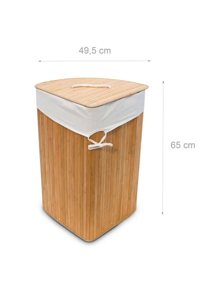 relaxdays Wäschekörbe & -Ständer<2 x Eckwäschekorb Natur - (B)49,5 x (H)65 x (T)37 cm