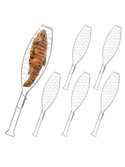 relaxdays Grillen<6 x Fischbräter in Silber