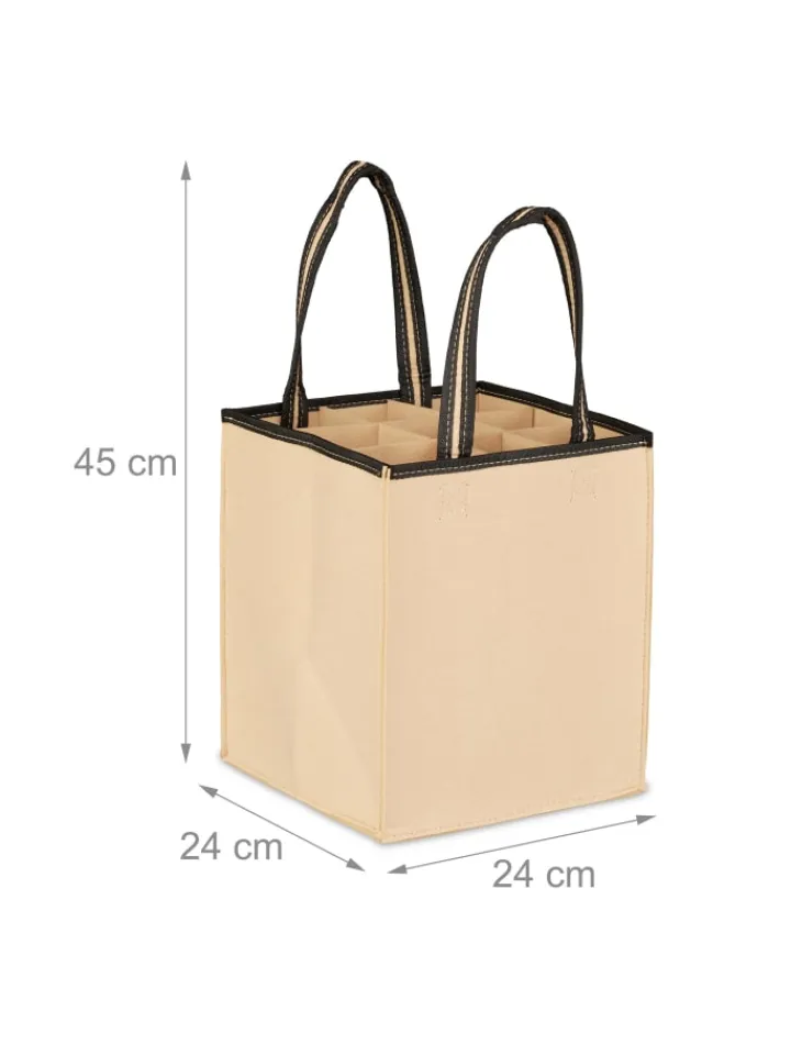 relaxdays Einkaufstaschen & -Trolleys<2 x Flaschentasche in Beige