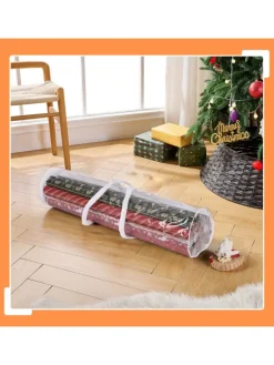 relaxdays Aufbewahren & Servieren<2 x Geschenkpapier Aufbewahrung in Transparent - (H)79 x Ø 22 cm