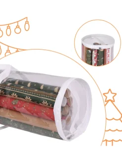 relaxdays Aufbewahren & Servieren<2 x Geschenkpapier Aufbewahrung in Transparent - (H)79 x Ø 22 cm