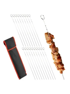 relaxdays Grillen<20 x Grillspieß in Silber - 39 cm