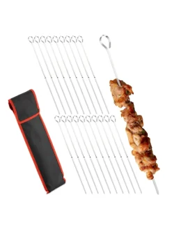 relaxdays Grillen<20 x Grillspieß in Silber - 31 cm