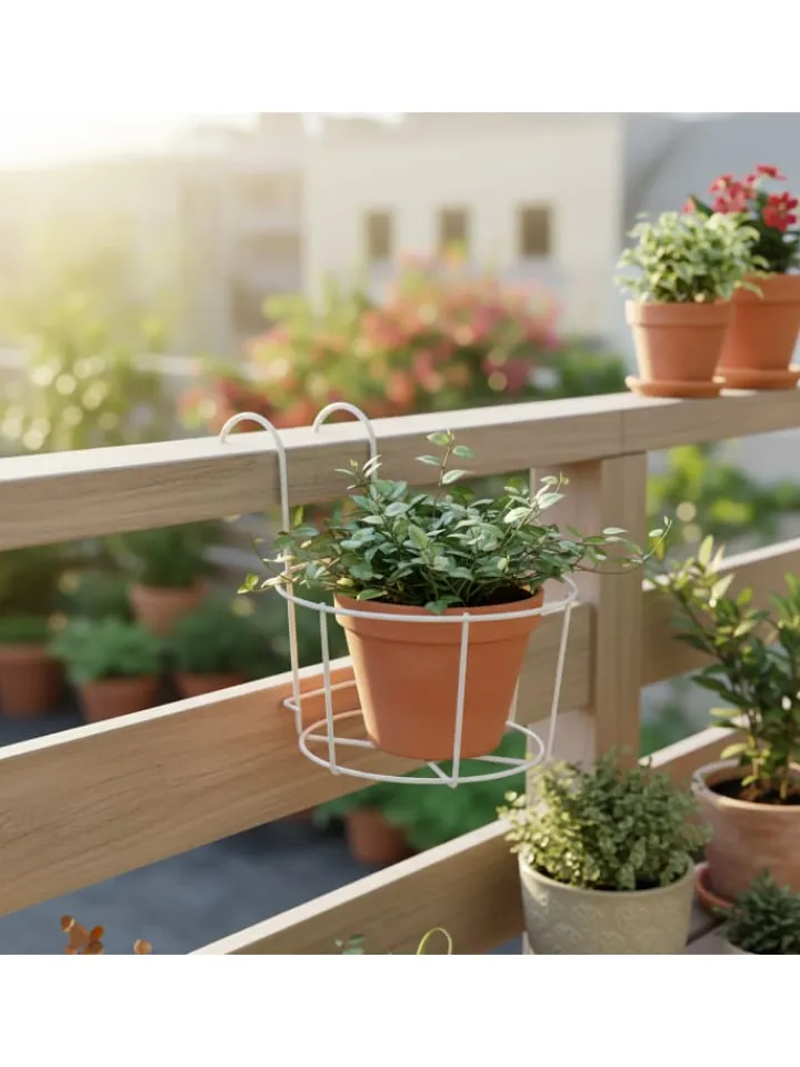 relaxdays Pflanzen & Zubehör<4 x Hängeblumentopf in Weiß - (B)20 x (H)21 x (T)26 cm
