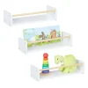 relaxdays Kindermöbel<3 x Kinderregal in Weiß/ Natur - (B)50 x (H)12 x (T)18 cm