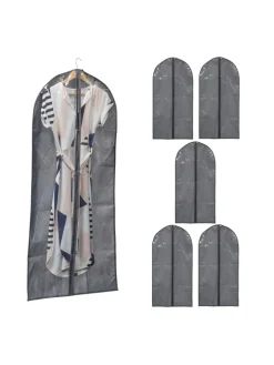 relaxdays Weitere Haushaltshelfer<6 x Kleidersack in Grau/ Transparent - (B)60 x (H)135 cm