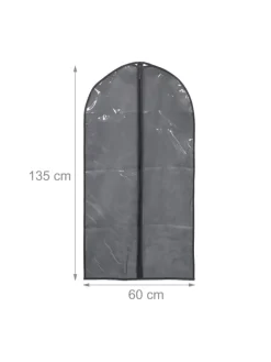 relaxdays Weitere Haushaltshelfer<6 x Kleidersack in Grau/ Transparent - (B)60 x (H)135 cm