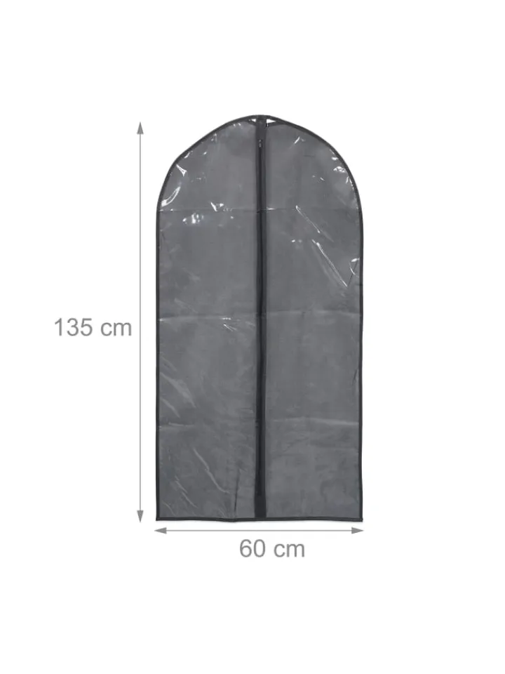 relaxdays Weitere Haushaltshelfer<6 x Kleidersack in Grau/ Transparent - (B)60 x (H)135 cm