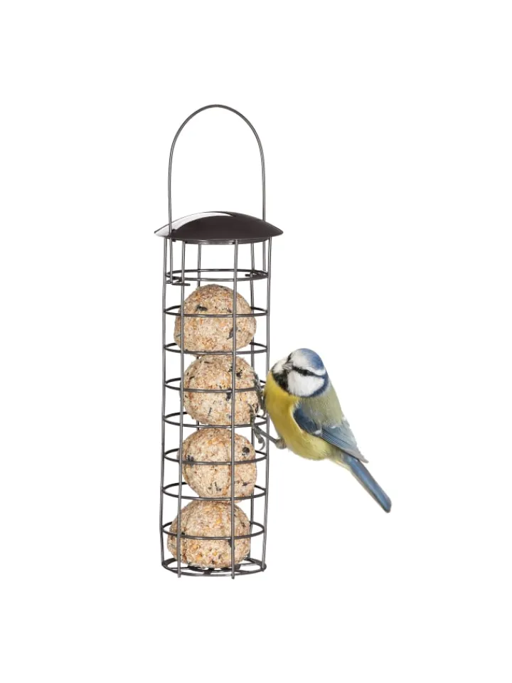 relaxdays Vögel<5 x Meisenknödelhalter in Grau - (H)31 x Ø 8,5 cm