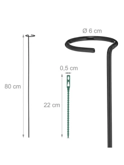 relaxdays Pflanzen & Zubehör<6 x Pflanzstäbe in Schwarz - 80 cm